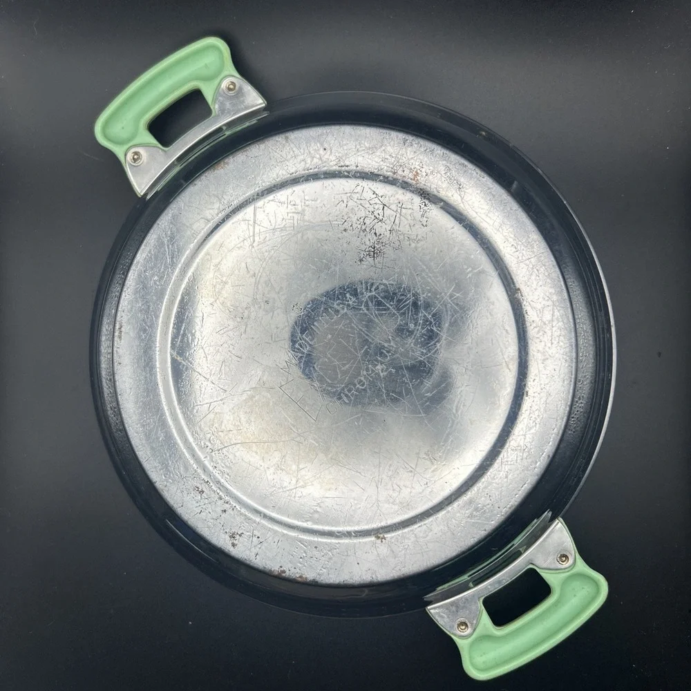 Vintage Boy & Girl Green Water Heated Baby Food Warmer Divided Dish Screw Plug